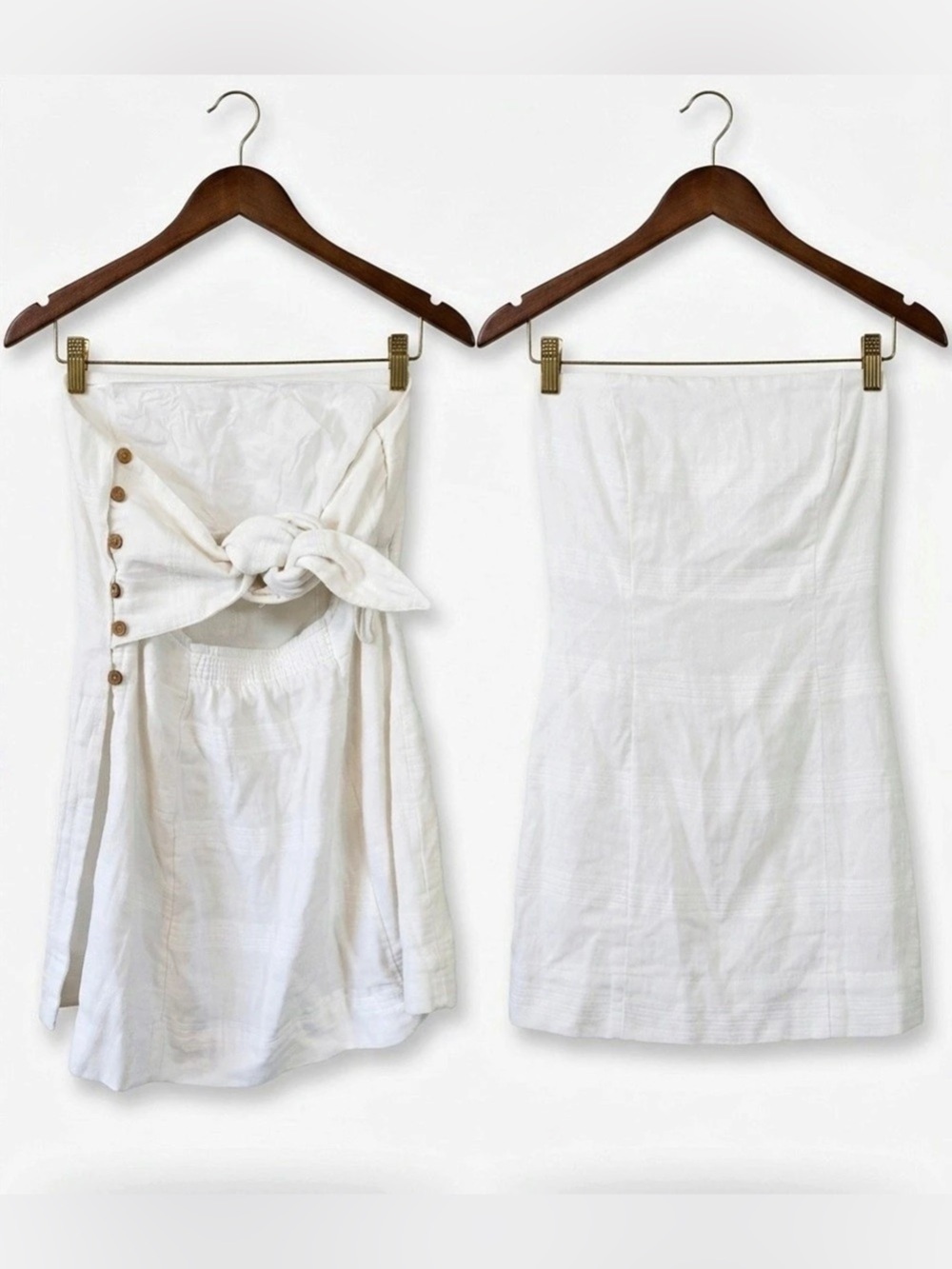 Free People White Cotton Linen Blend Tube Top in Size Medium - coastal cowgirl